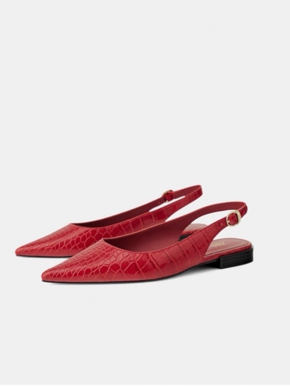 Zara Red Animal Print Slingback Flats